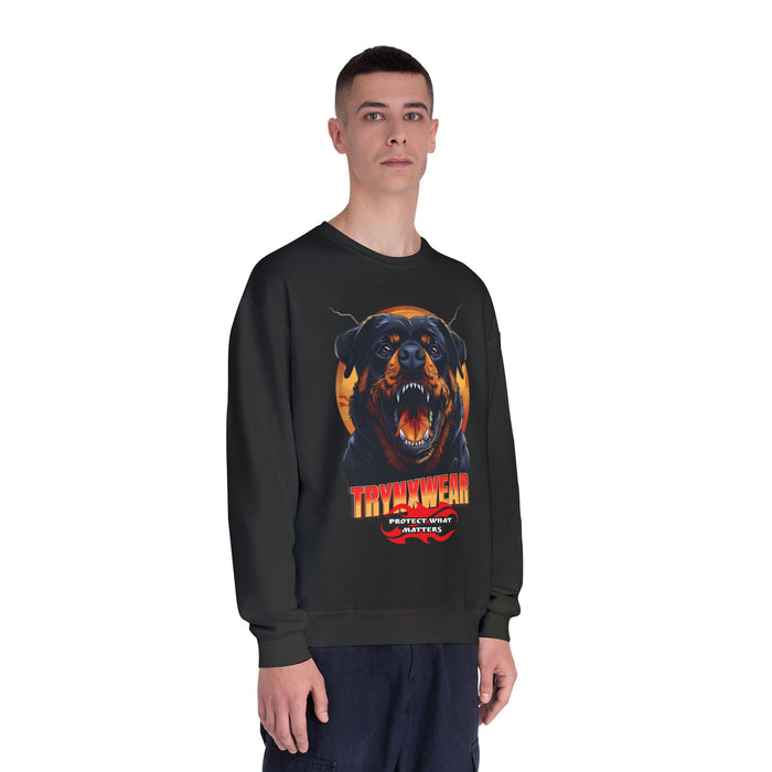 TrynxWear Rottweiler Graphic Crewneck Sweatshirt Fierce Dog Design