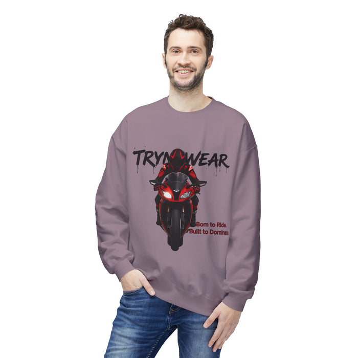 TrynxWear Motorcycle Crewneck Sweatshirt "Born to Ride, Built to Dominate"