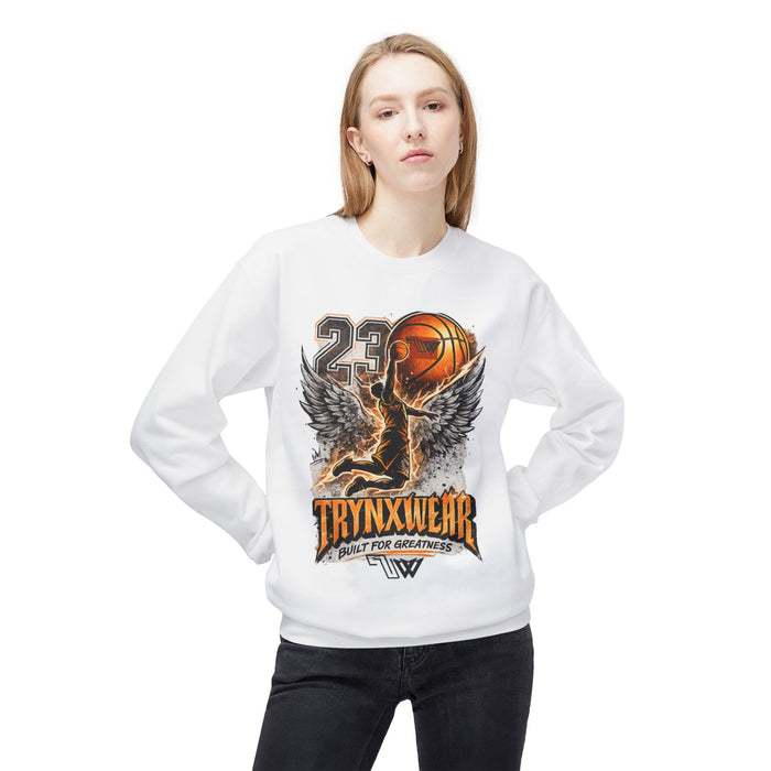 TrynxWear Basketball Wings Crewneck Sweatshirt "Built for Greatness"