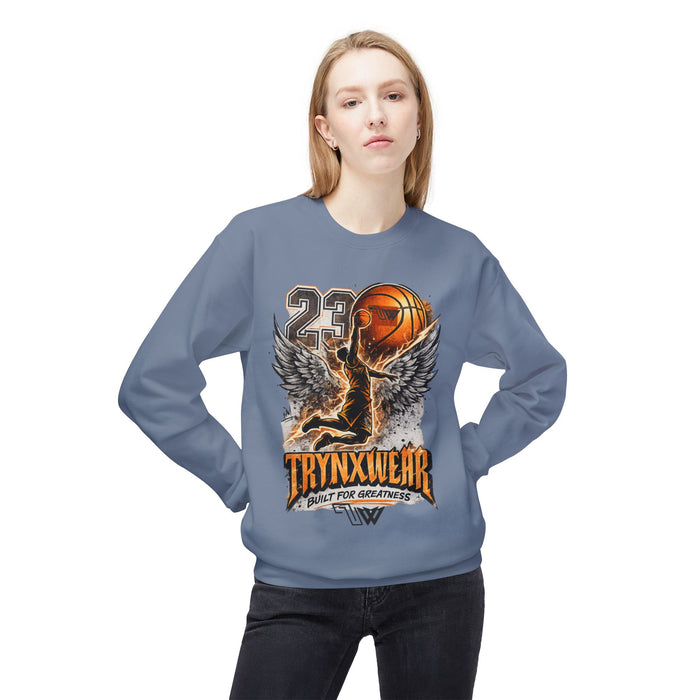 TrynxWear Basketball Wings Crewneck Sweatshirt "Built for Greatness"