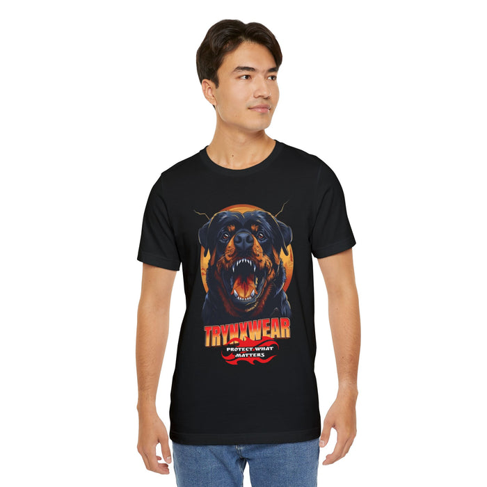 TrynxWear Rottweiler Rage Graphic T-Shirt Fierce Dog Illustration Tee