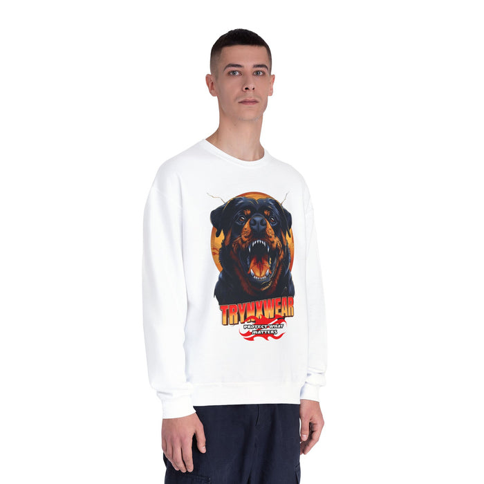 TrynxWear Rottweiler Graphic Crewneck Sweatshirt Fierce Dog Design