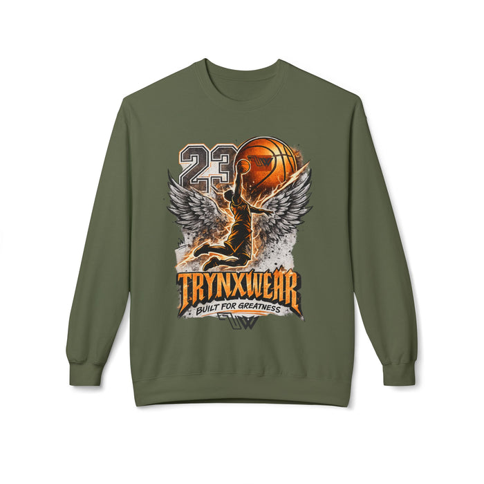 TrynxWear Basketball Wings Crewneck Sweatshirt "Built for Greatness"