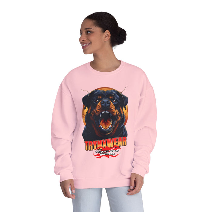 TrynxWear Rottweiler Graphic Crewneck Sweatshirt Fierce Dog Design