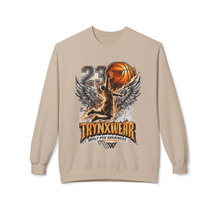 TrynxWear Basketball Wings Crewneck Sweatshirt "Built for Greatness"