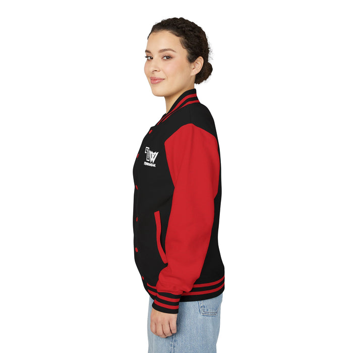 TrynxWear Red & White Varsity Jacket with Winged Logo Letterman Jacket
