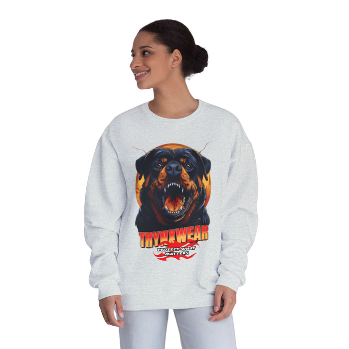 TrynxWear Rottweiler Graphic Crewneck Sweatshirt Fierce Dog Design