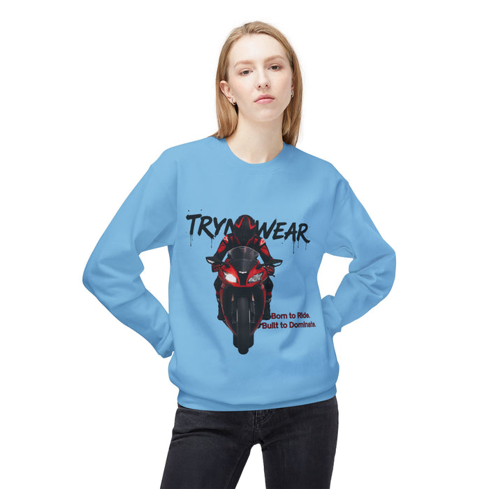 TrynxWear Motorcycle Crewneck Sweatshirt "Born to Ride, Built to Dominate"