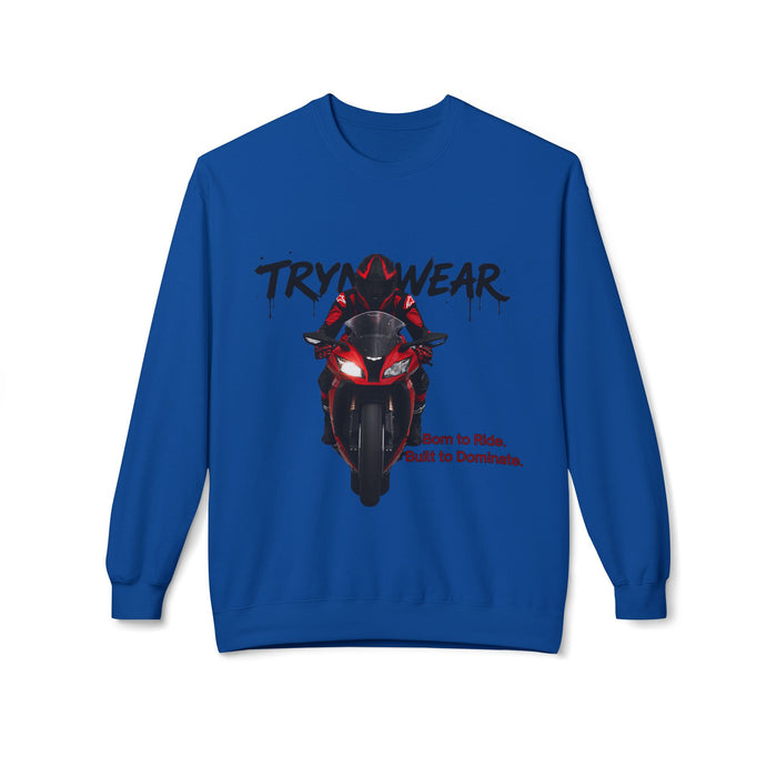 TrynxWear Motorcycle Crewneck Sweatshirt "Born to Ride, Built to Dominate"