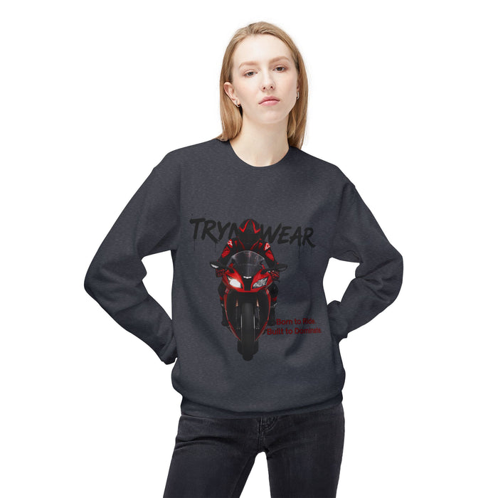 TrynxWear Motorcycle Crewneck Sweatshirt "Born to Ride, Built to Dominate"