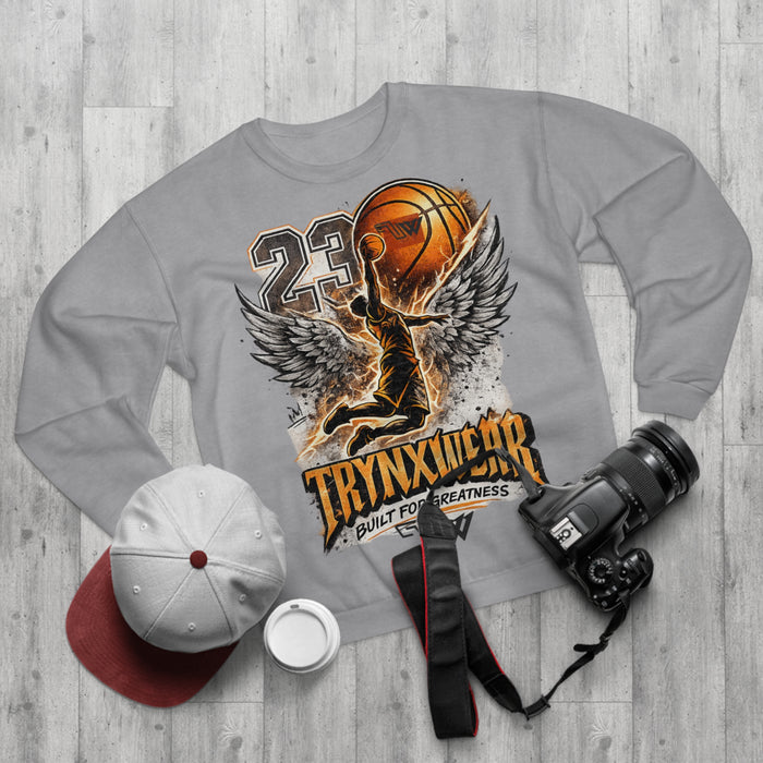 TrynxWear Basketball Wings Crewneck Sweatshirt "Built for Greatness"