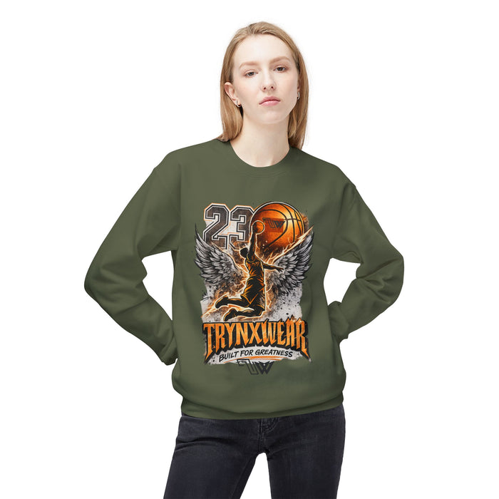 TrynxWear Basketball Wings Crewneck Sweatshirt "Built for Greatness"