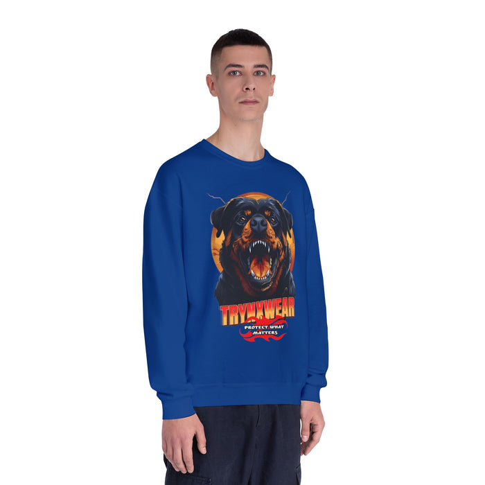 TrynxWear Rottweiler Graphic Crewneck Sweatshirt Fierce Dog Design