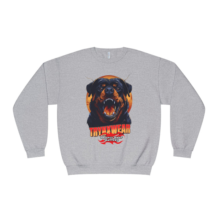 TrynxWear Rottweiler Graphic Crewneck Sweatshirt Fierce Dog Design