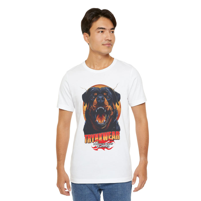 TrynxWear Rottweiler Rage Graphic T-Shirt Fierce Dog Illustration Tee