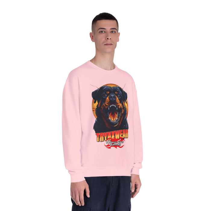 TrynxWear Rottweiler Graphic Crewneck Sweatshirt Fierce Dog Design
