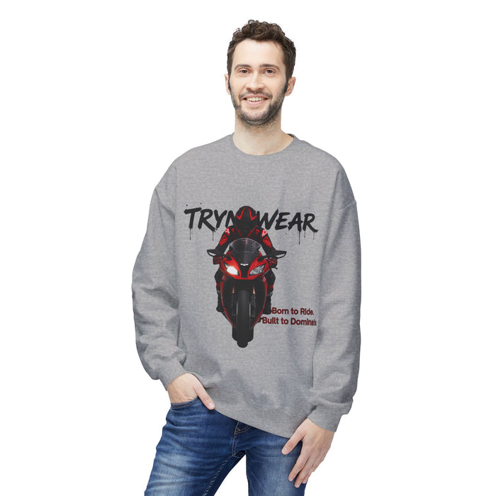 TrynxWear Motorcycle Crewneck Sweatshirt "Born to Ride, Built to Dominate"