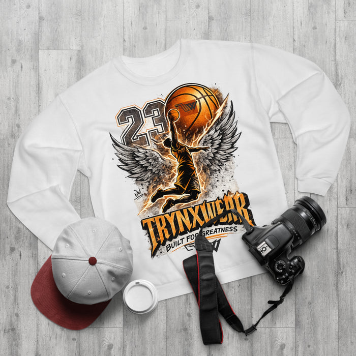 TrynxWear Basketball Wings Crewneck Sweatshirt "Built for Greatness"