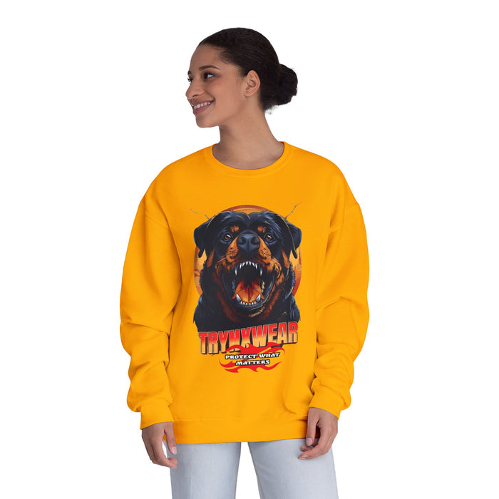 TrynxWear Rottweiler Graphic Crewneck Sweatshirt Fierce Dog Design