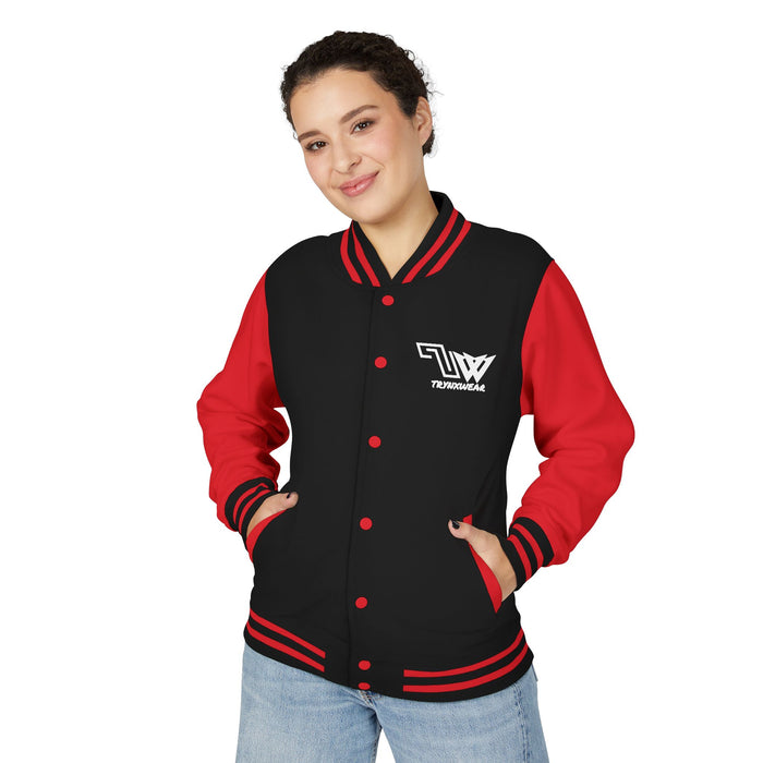 TrynxWear Red & White Varsity Jacket with Winged Logo Letterman Jacket