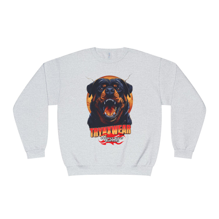 TrynxWear Rottweiler Graphic Crewneck Sweatshirt Fierce Dog Design