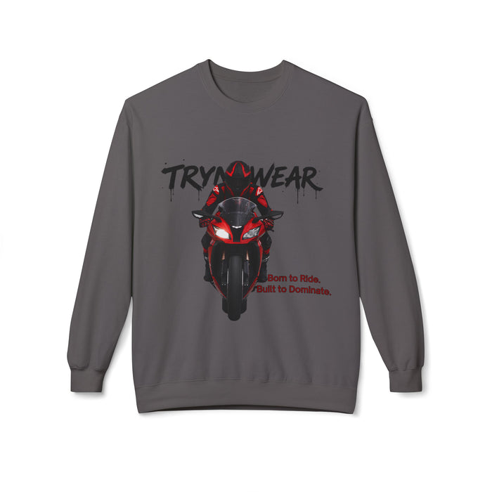 TrynxWear Motorcycle Crewneck Sweatshirt "Born to Ride, Built to Dominate"