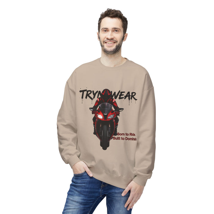 TrynxWear Motorcycle Crewneck Sweatshirt "Born to Ride, Built to Dominate"