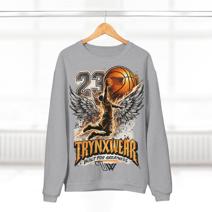 TrynxWear Basketball Wings Crewneck Sweatshirt "Built for Greatness"