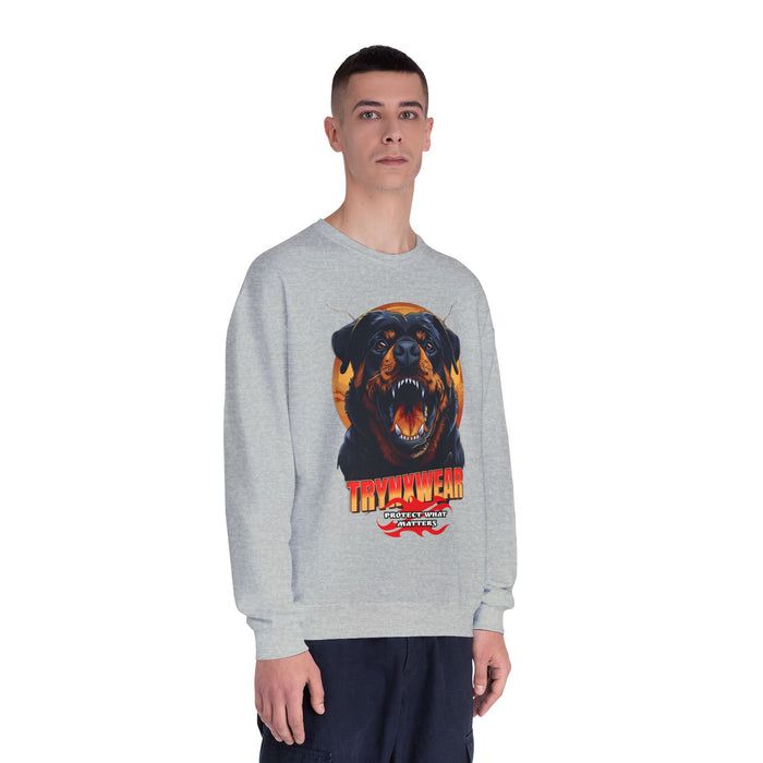 TrynxWear Rottweiler Graphic Crewneck Sweatshirt Fierce Dog Design