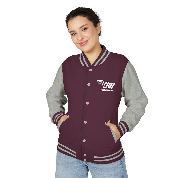 TrynxWear Red & White Varsity Jacket with Winged Logo Letterman Jacket