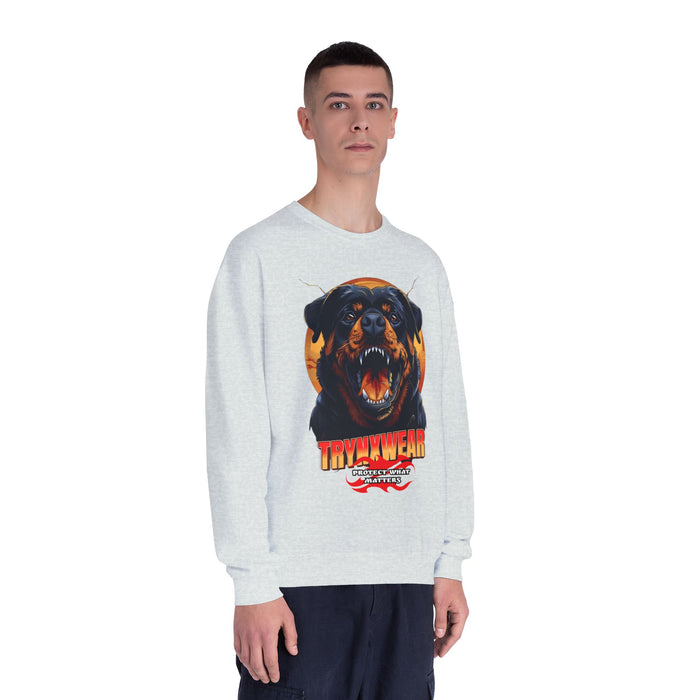 TrynxWear Rottweiler Graphic Crewneck Sweatshirt Fierce Dog Design