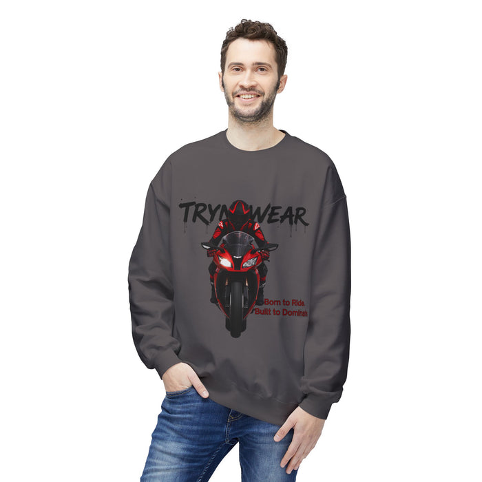 TrynxWear Motorcycle Crewneck Sweatshirt "Born to Ride, Built to Dominate"