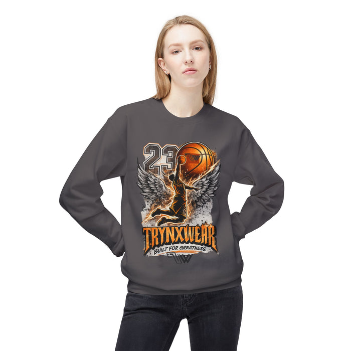 TrynxWear Basketball Wings Crewneck Sweatshirt "Built for Greatness"