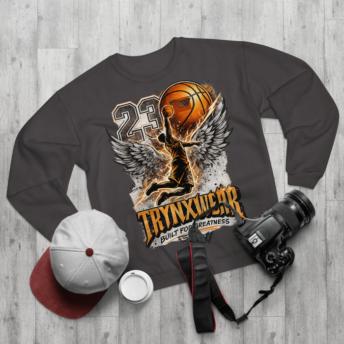 TrynxWear Basketball Wings Crewneck Sweatshirt "Built for Greatness"