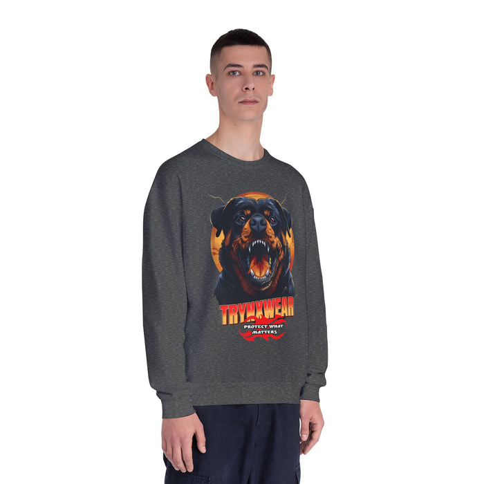TrynxWear Rottweiler Graphic Crewneck Sweatshirt Fierce Dog Design