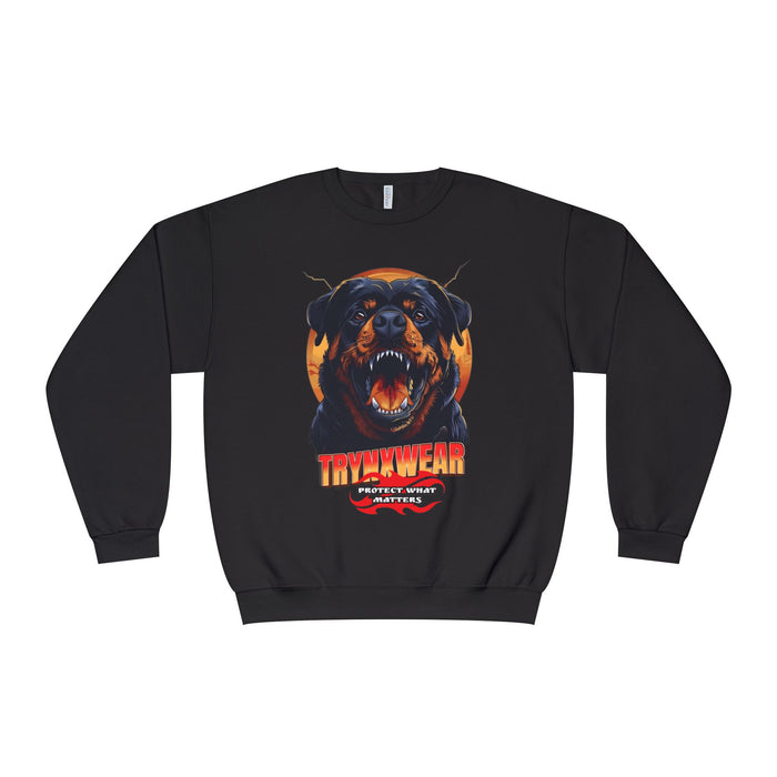 TrynxWear Rottweiler Graphic Crewneck Sweatshirt Fierce Dog Design