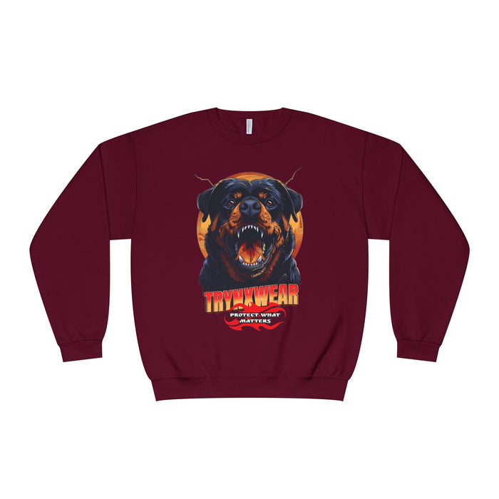 TrynxWear Rottweiler Graphic Crewneck Sweatshirt Fierce Dog Design