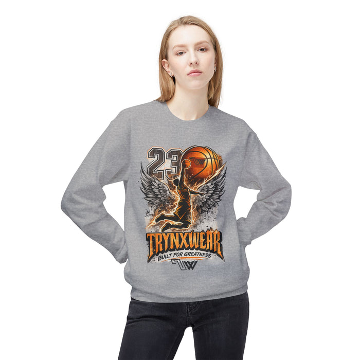 TrynxWear Basketball Wings Crewneck Sweatshirt "Built for Greatness"