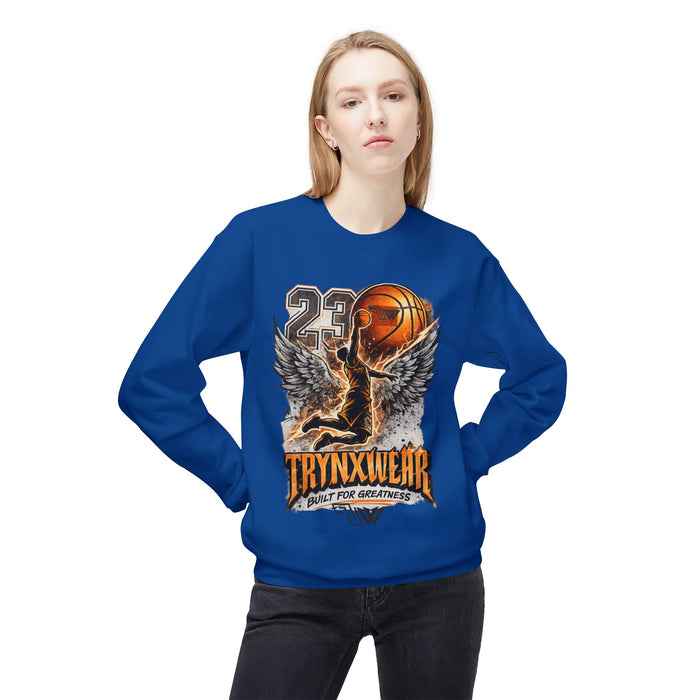 TrynxWear Basketball Wings Crewneck Sweatshirt "Built for Greatness"