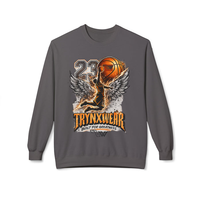 TrynxWear Basketball Wings Crewneck Sweatshirt "Built for Greatness"