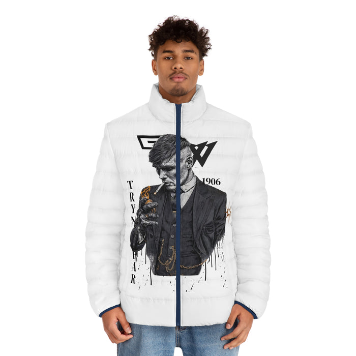 TrynxWear Men’s Graphic Puffer Jacket Vintage Gentleman Skull Design