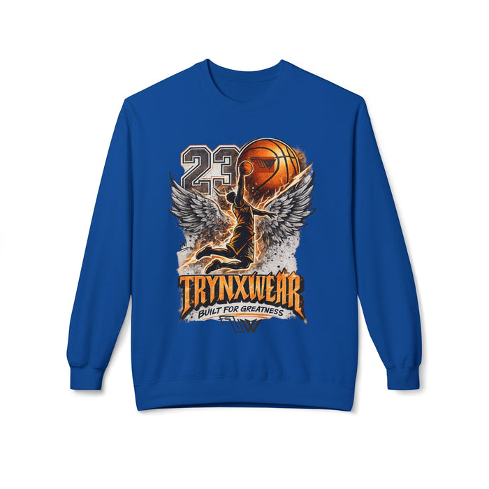 TrynxWear Basketball Wings Crewneck Sweatshirt "Built for Greatness"