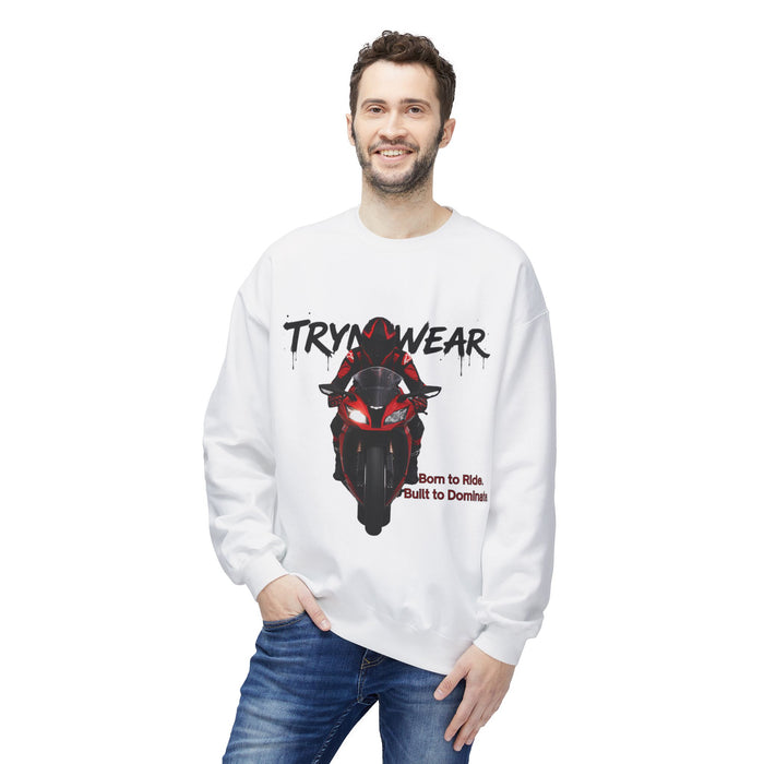 TrynxWear Motorcycle Crewneck Sweatshirt "Born to Ride, Built to Dominate"