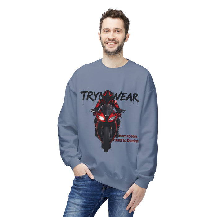 TrynxWear Motorcycle Crewneck Sweatshirt "Born to Ride, Built to Dominate"