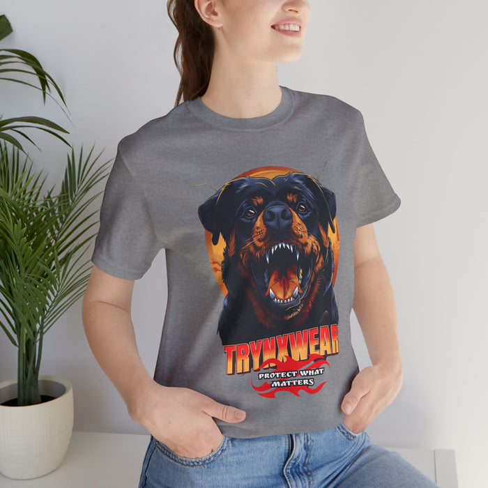 TrynxWear Rottweiler Rage Graphic T-Shirt Fierce Dog Illustration Tee