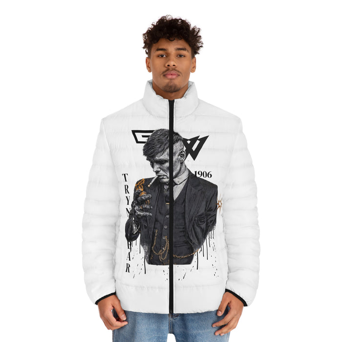 TrynxWear Men’s Graphic Puffer Jacket Vintage Gentleman Skull Design