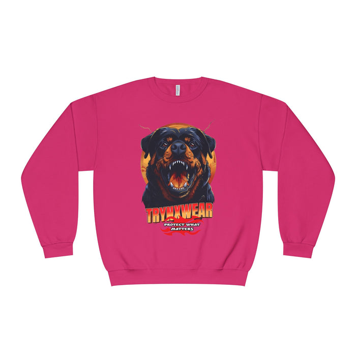 TrynxWear Rottweiler Graphic Crewneck Sweatshirt Fierce Dog Design