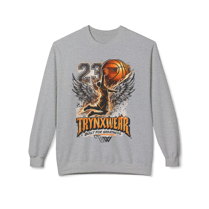 TrynxWear Basketball Wings Crewneck Sweatshirt "Built for Greatness"