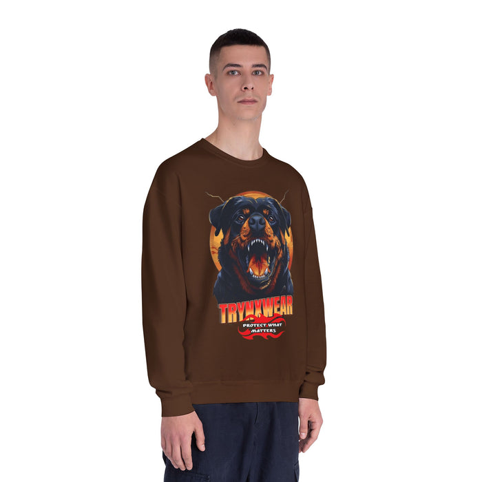 TrynxWear Rottweiler Graphic Crewneck Sweatshirt Fierce Dog Design