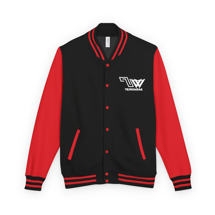 TrynxWear Red & White Varsity Jacket with Winged Logo Letterman Jacket